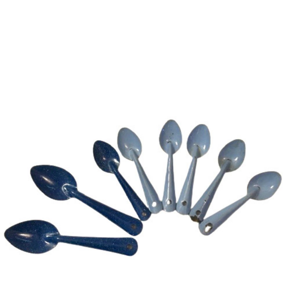 Vintage Enamelware Spoons Eight Blue Kitchen Decor Farmhouse